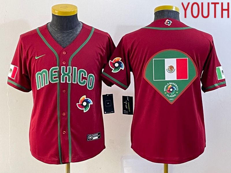 Youth 2023 World Cub Mexico Blank Red Nike MLB Jersey9->youth mlb jersey->Youth Jersey